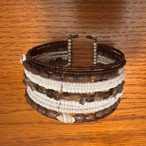 Brown & White Seashell Cuff Bracelet